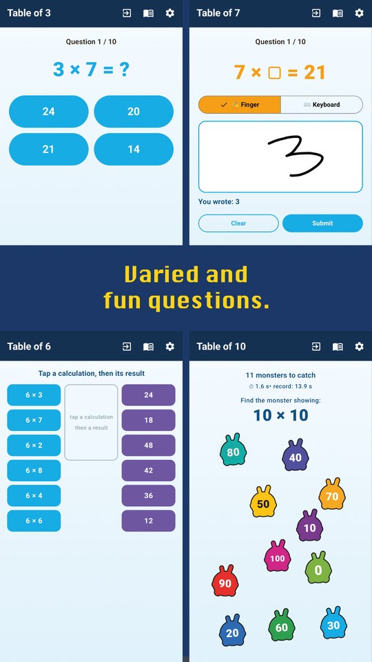 Multiplication Tables Games screenshot 2